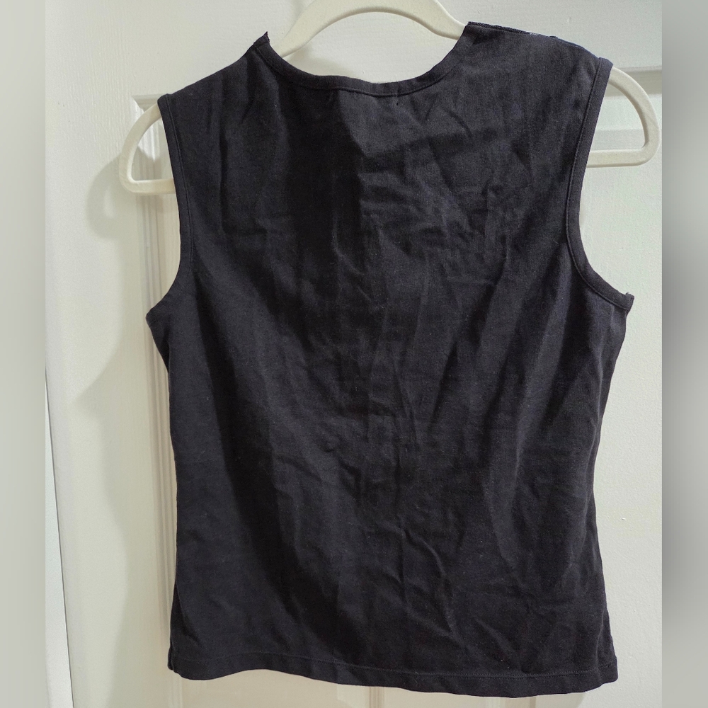 New Ninety Black Lace Trim Sleeveless Top - Picture 3 of 6